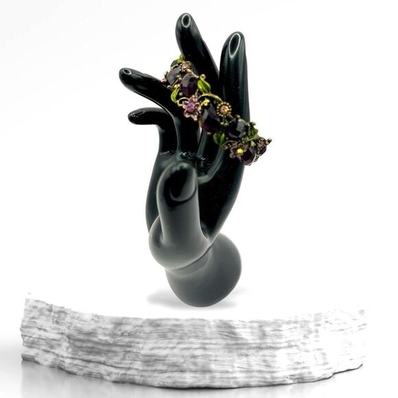 FLORAL RHINESTONE CUFF BRACELET - Picture 2 of 3